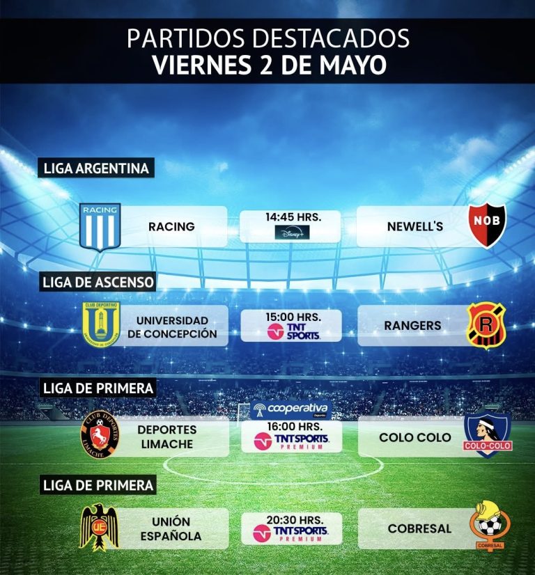 Programación de la fecha de este Viernes 2 de Mayo